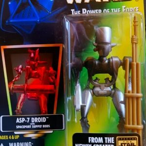 Star Wars "The Power of The Force" ASP-7 DROID w Spaceport Supply Rods